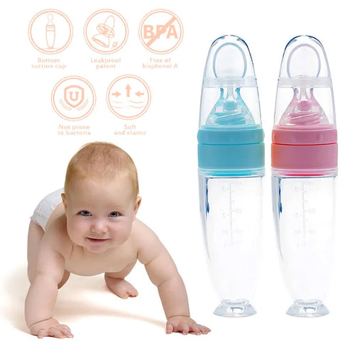 Baby Squeeze Feeding Spoon | BPA-Free Silicone | Self-Feeding Puree Spoon