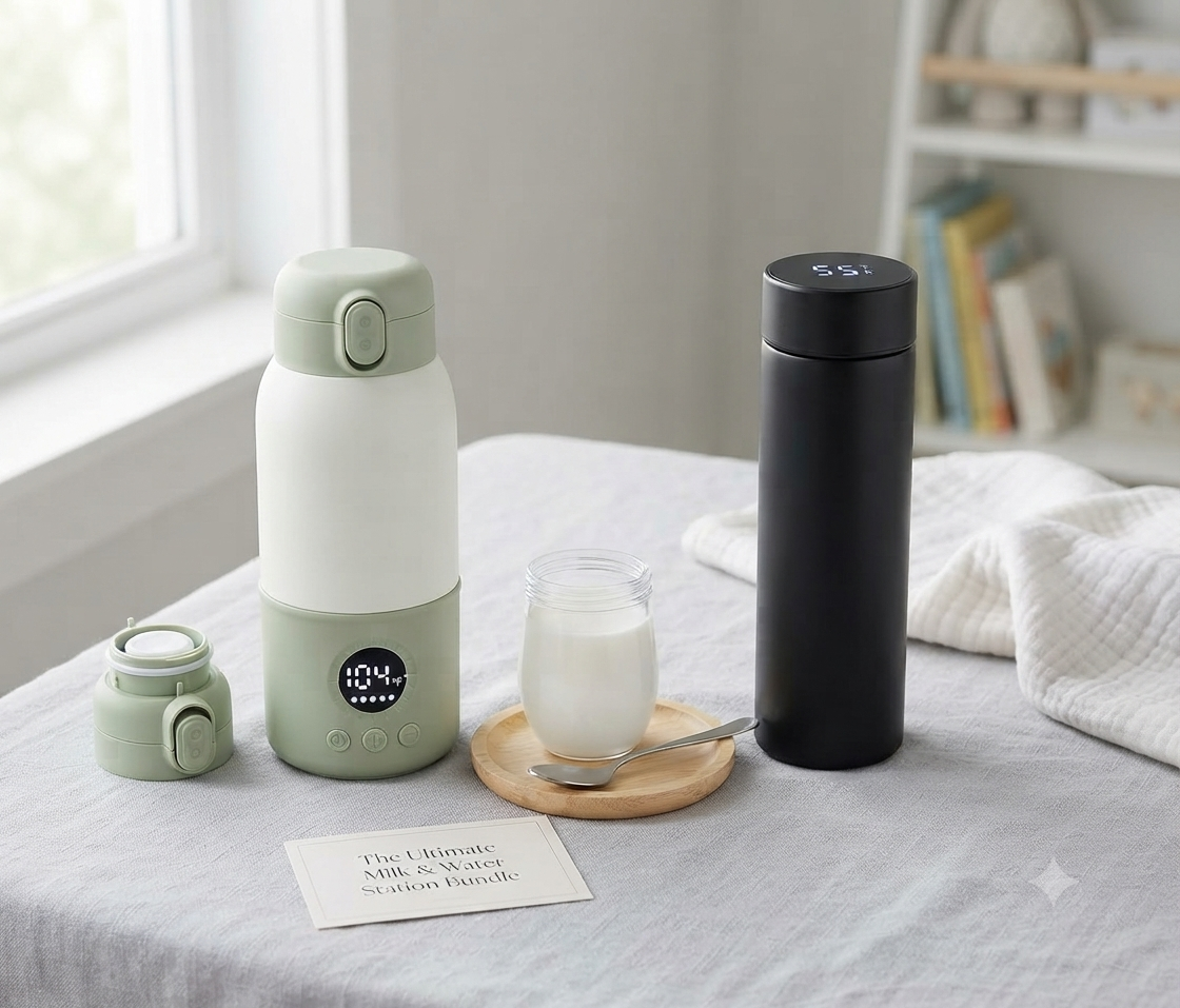 Baby Bottle Warmer & Smart LED Bottle Bundle – Night Feed Duo | Veyro
